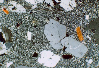 quartz in dacite crossed